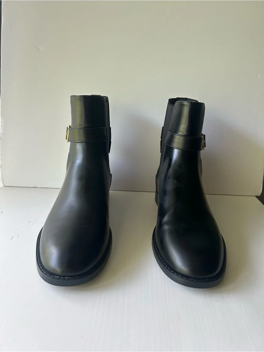 Mango MGO Piero Black Women's Chelsea Boots with Elastic and Gold Side Buckle